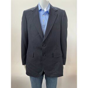 Hart Schaffner & Marx Mens Vintage Navy Blazer 2 Button Notch Lapel Union Made S